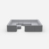 Cozy sofa island in shades of grey from the front
