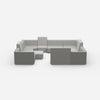Cozy sofa island in shades of grey from the front