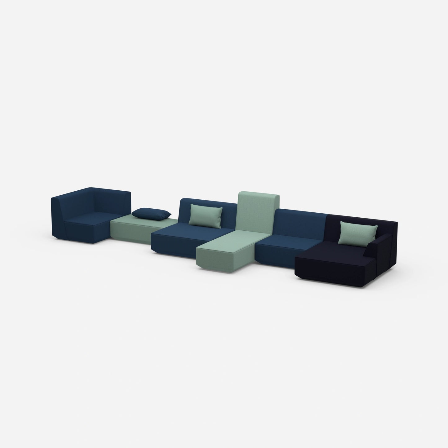 Spacious sofa landscape for different needs from the side