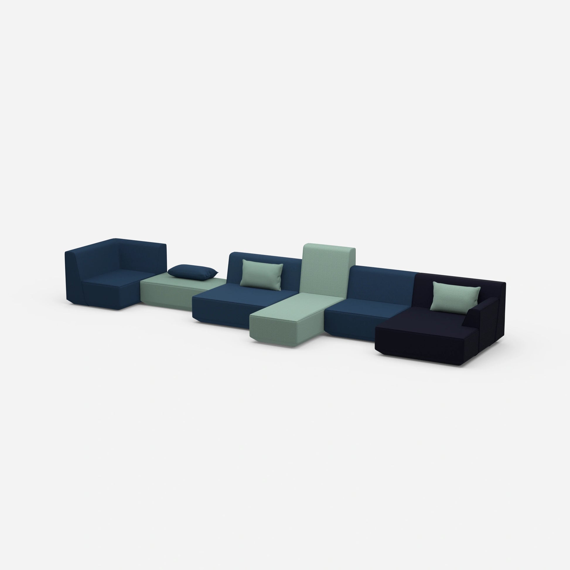 Spacious sofa landscape for different needs from the side