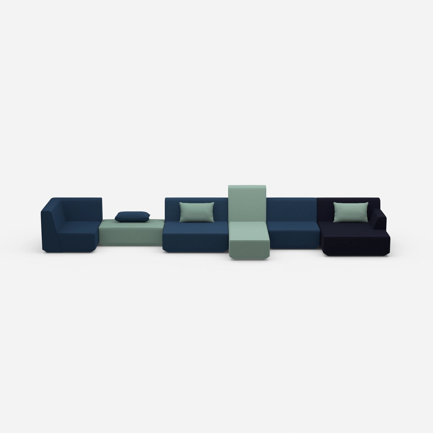 Generous sofa landscape for different needs from the front