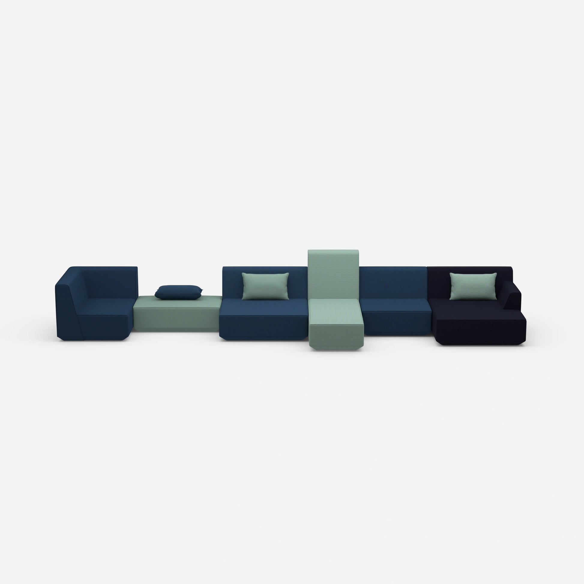 Generous sofa landscape for different needs from the front