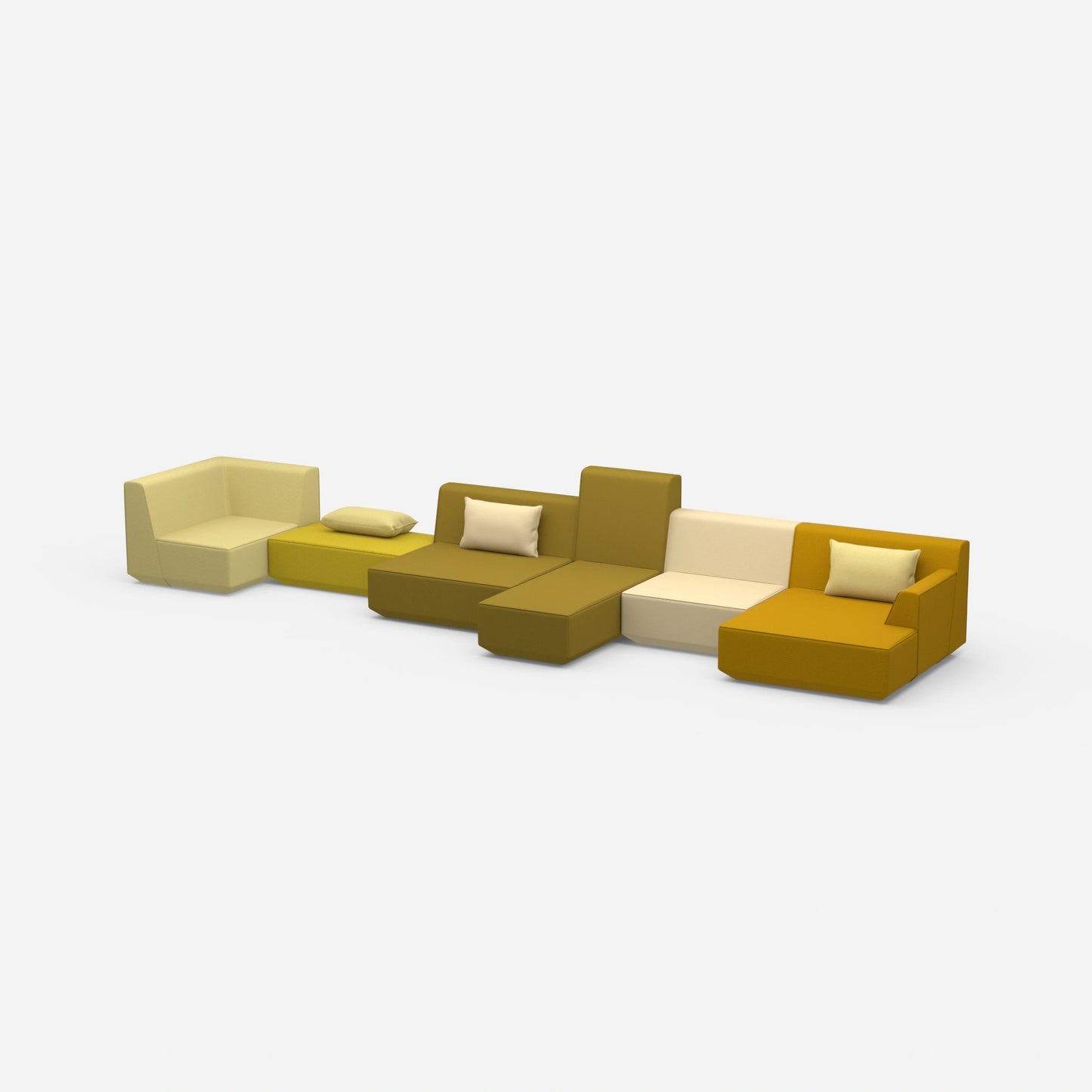 Spacious sofa landscape for different needs from the side