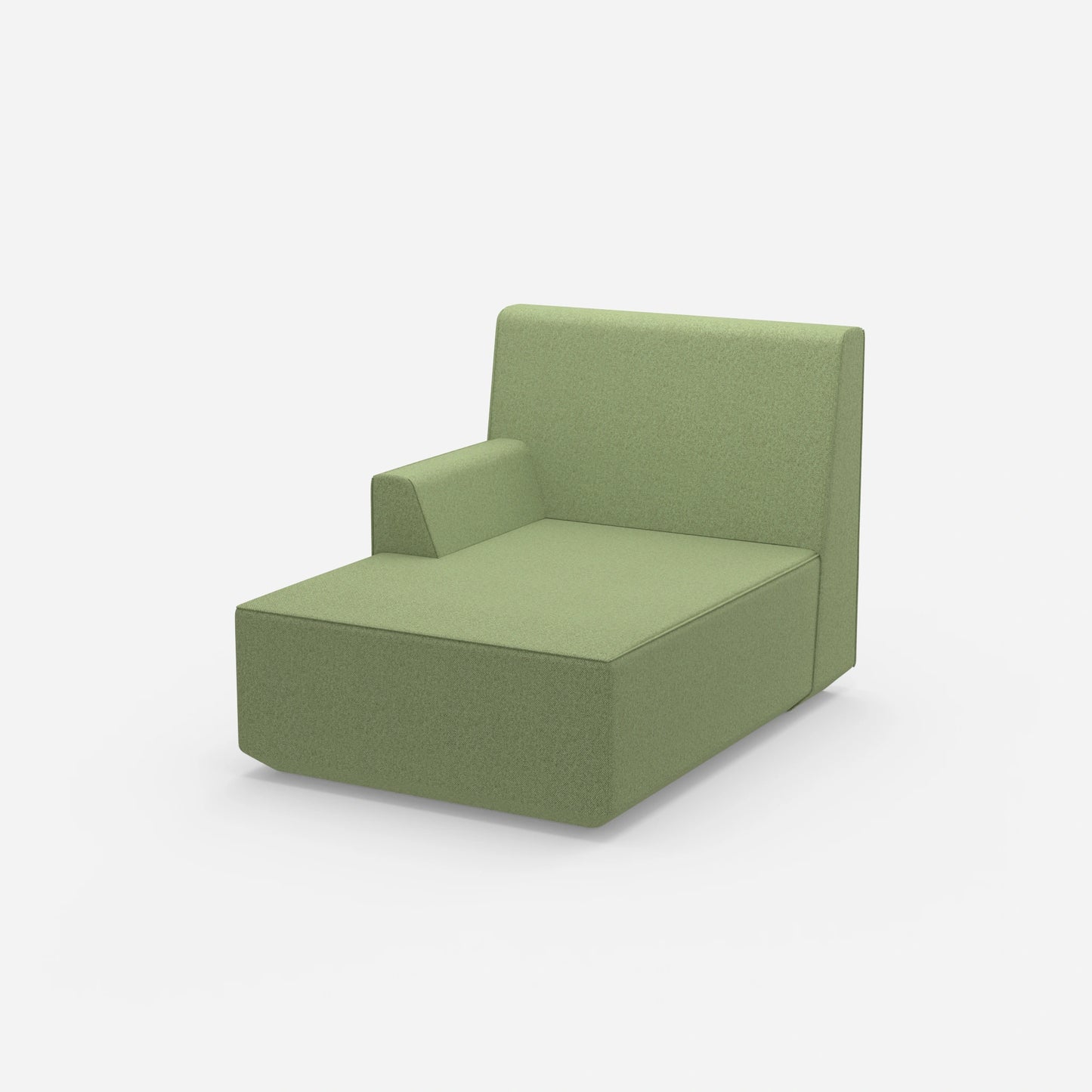 Green chaise longue 100 cm wide from the side