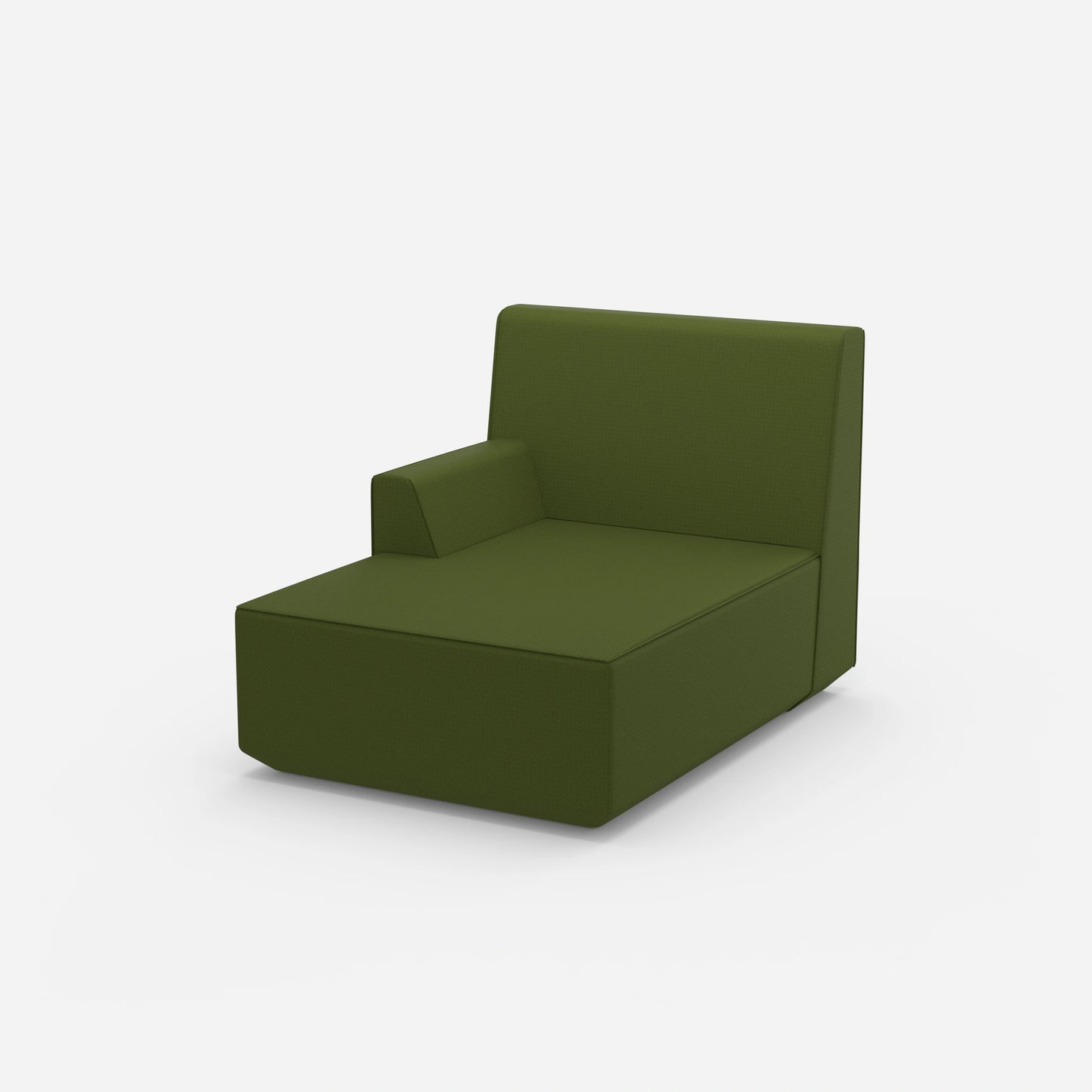 Green chaise longue 100 cm wide from the side