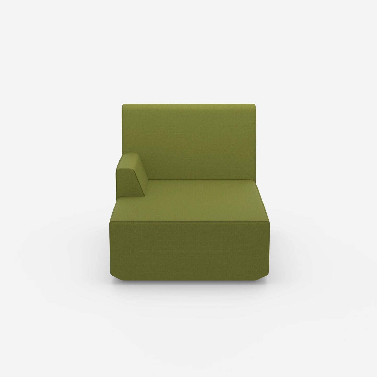 Green recamiere 100 cm wide from the front