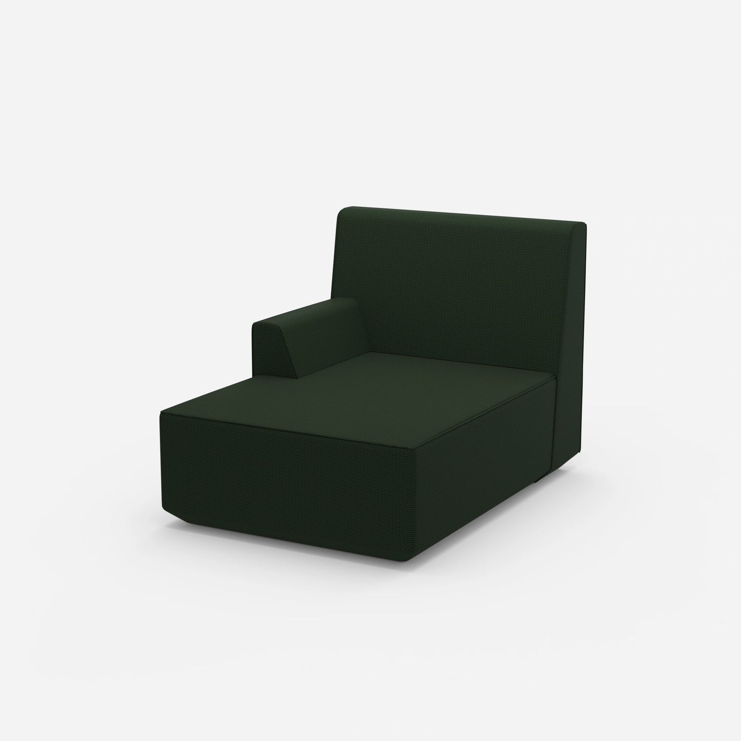 Green chaise longue 100 cm wide from the side