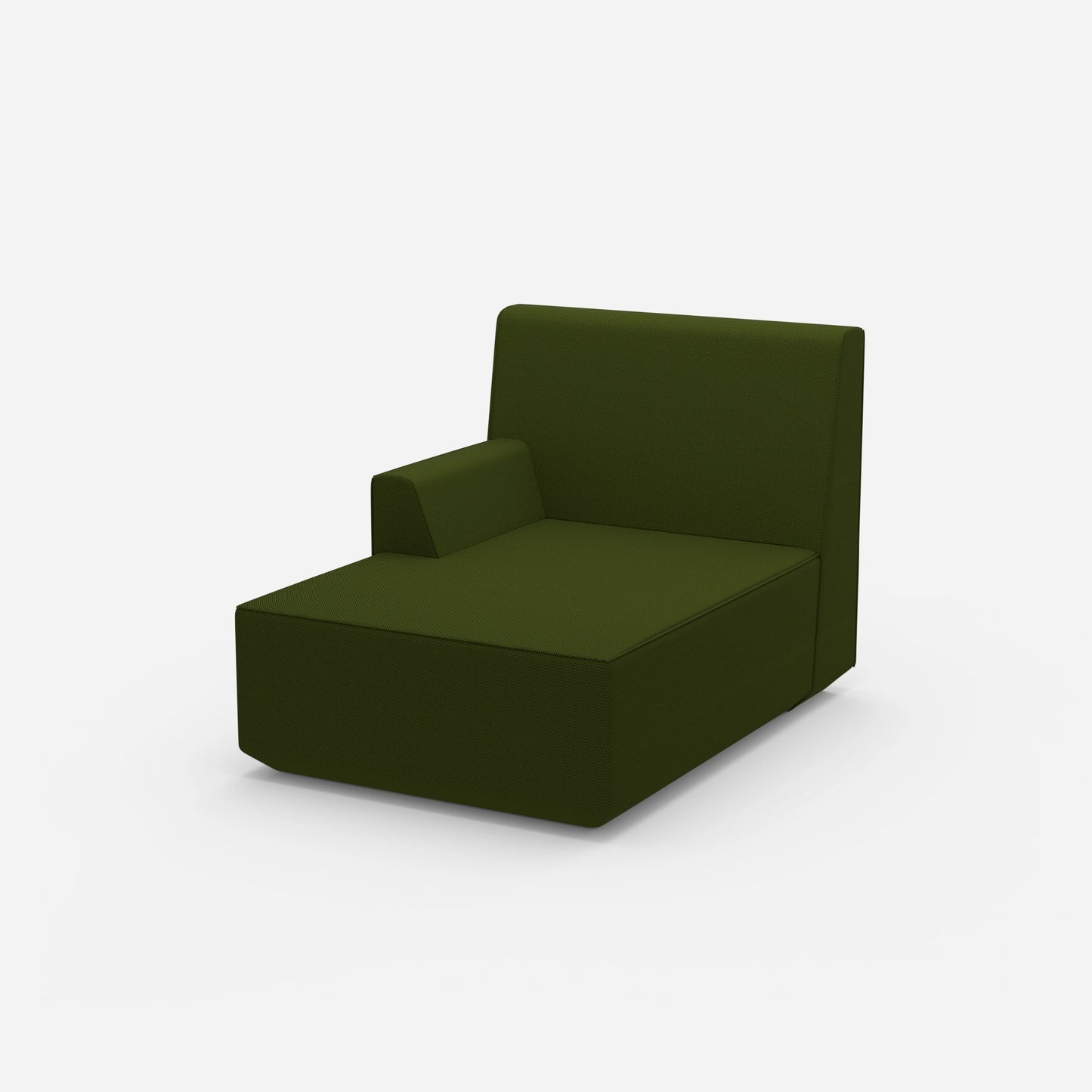 Green chaise longue 100 cm wide from the side
