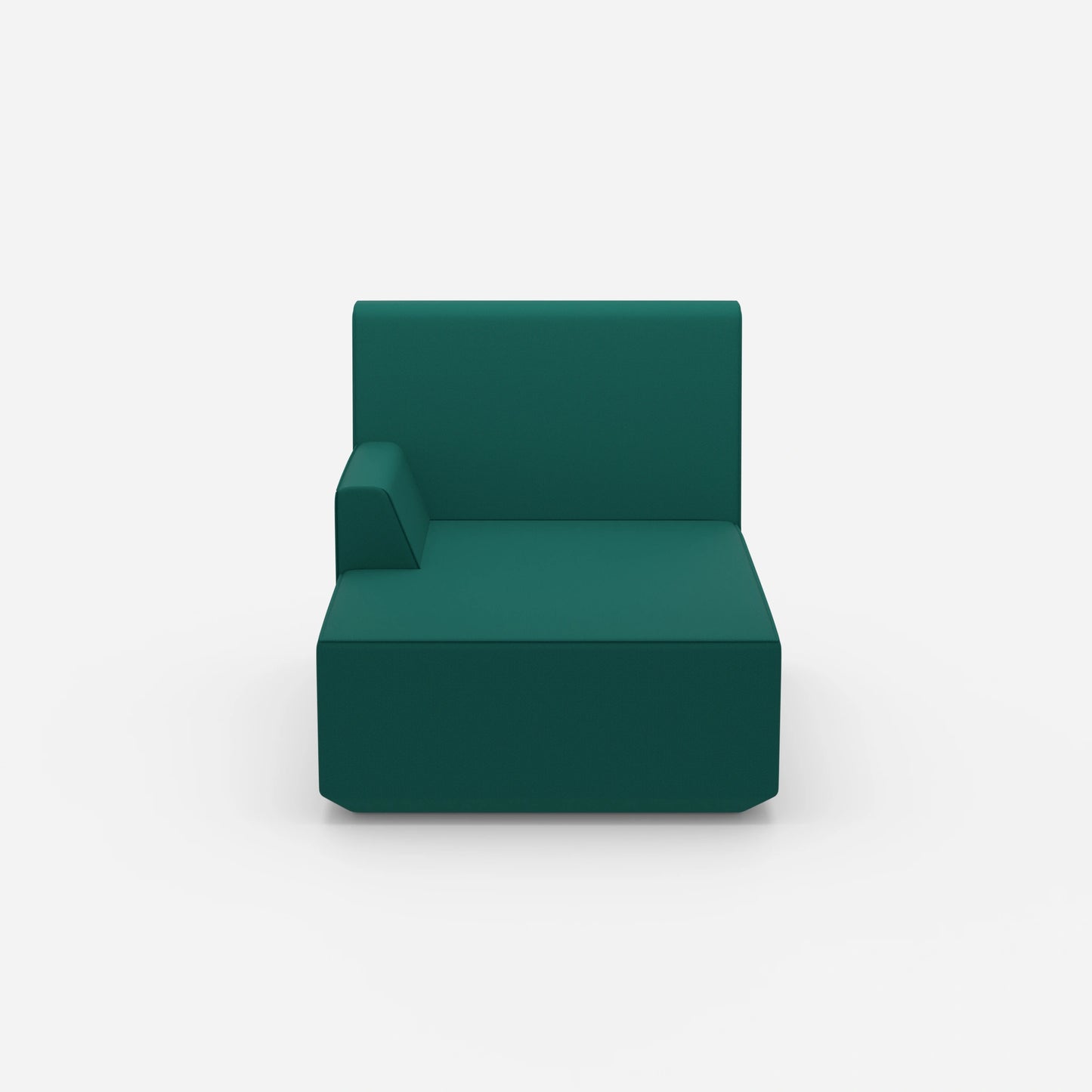 Green recamiere 100 cm wide from the front