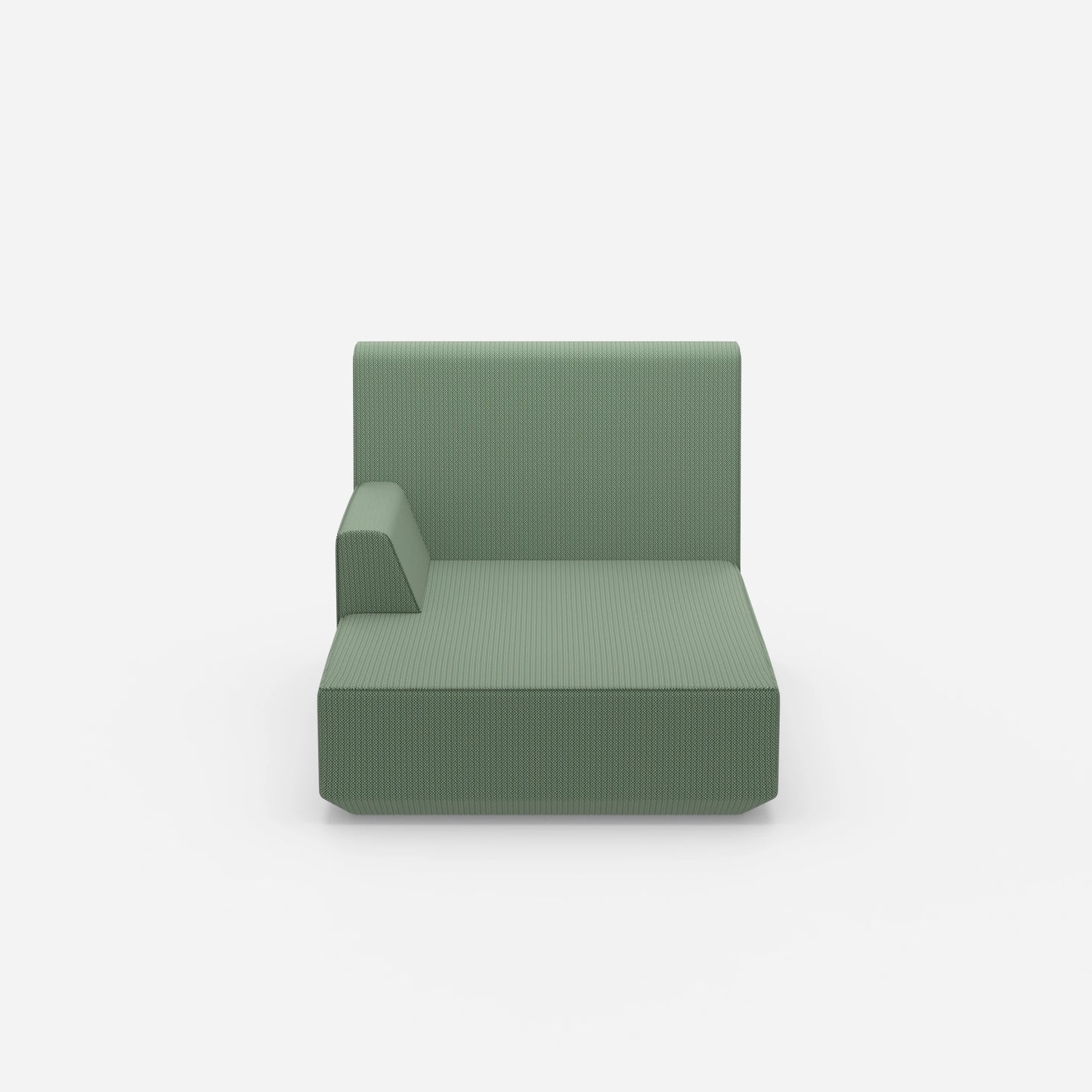 Green chaise longue from the front