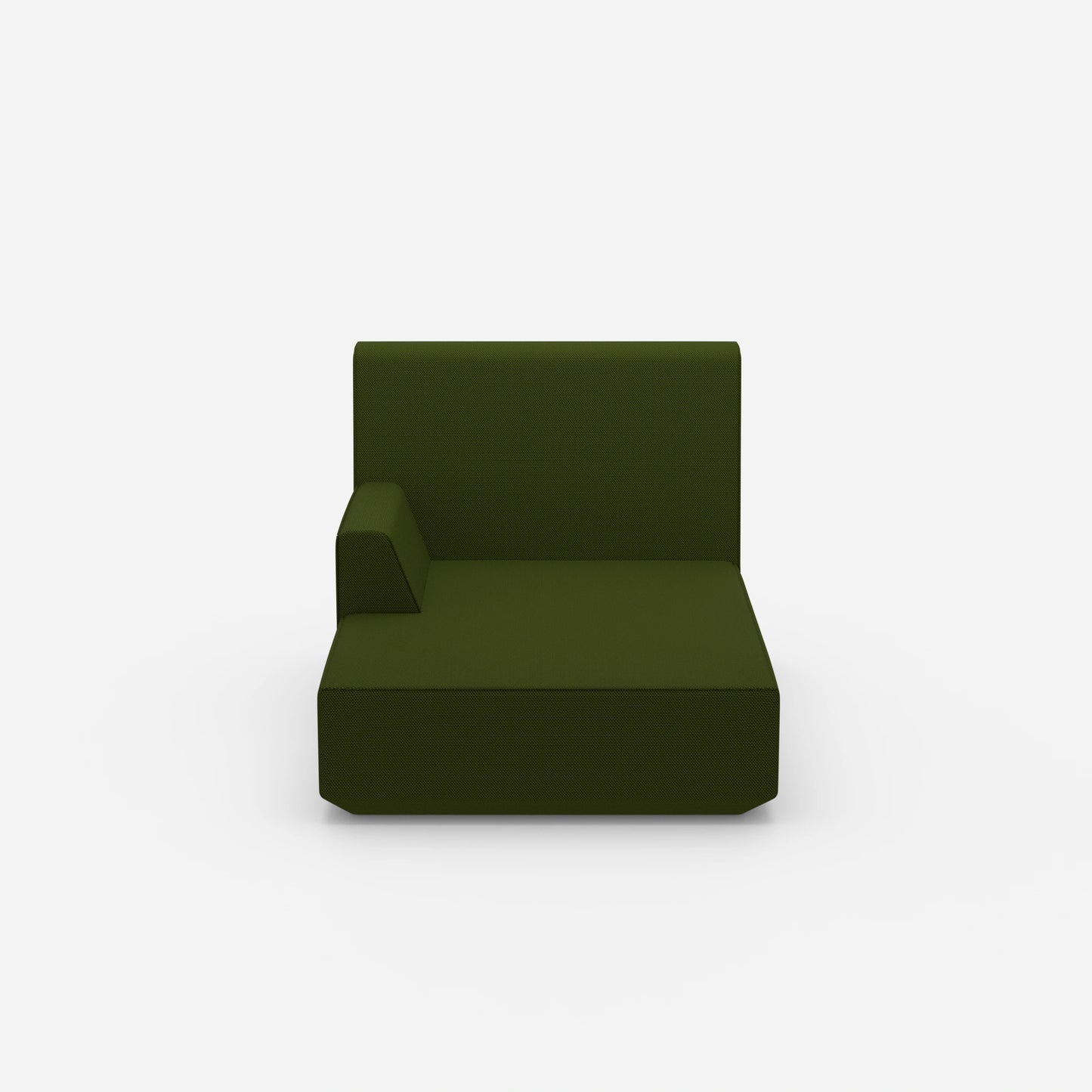 Green chaise longue from the front