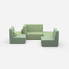 Green sofa landscape in U shape from the front