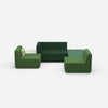 Green sofa landscape in U shape from the front