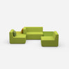 Green sofa landscape in U shape from the front