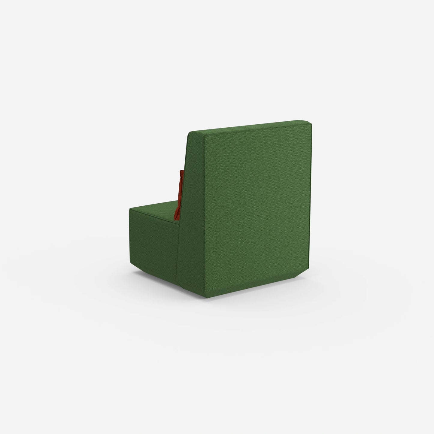 Green armchair from behind