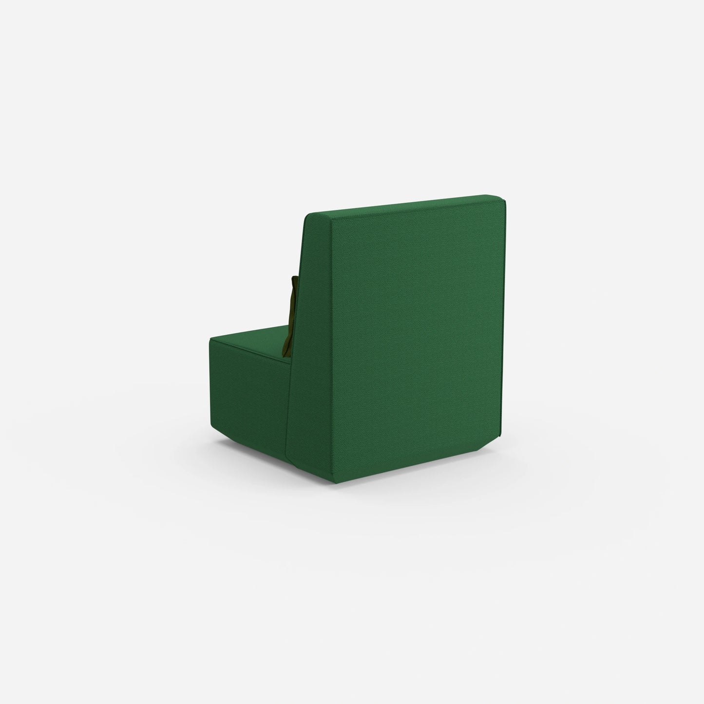 Green armchair from behind