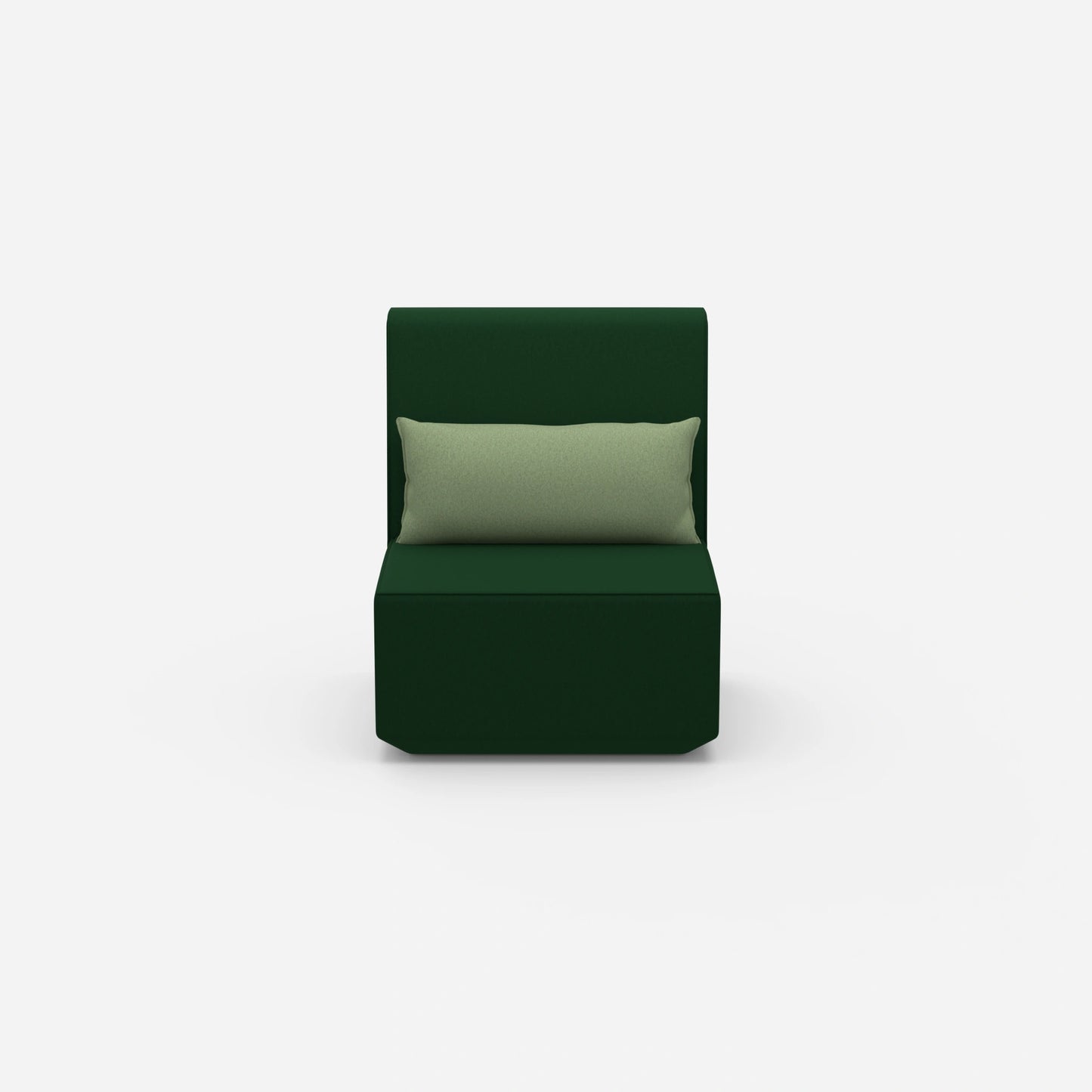 Green armchair from the front