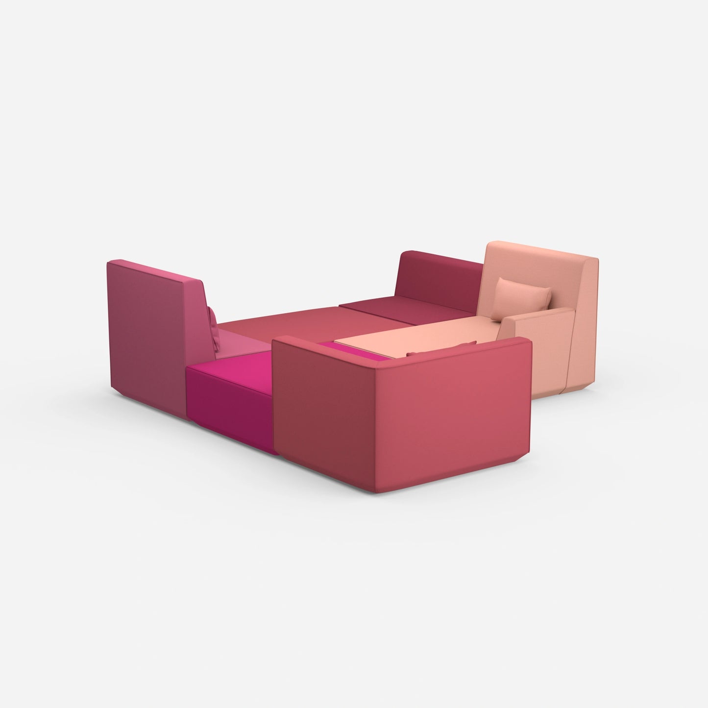Individual, spacious sofa area from behind