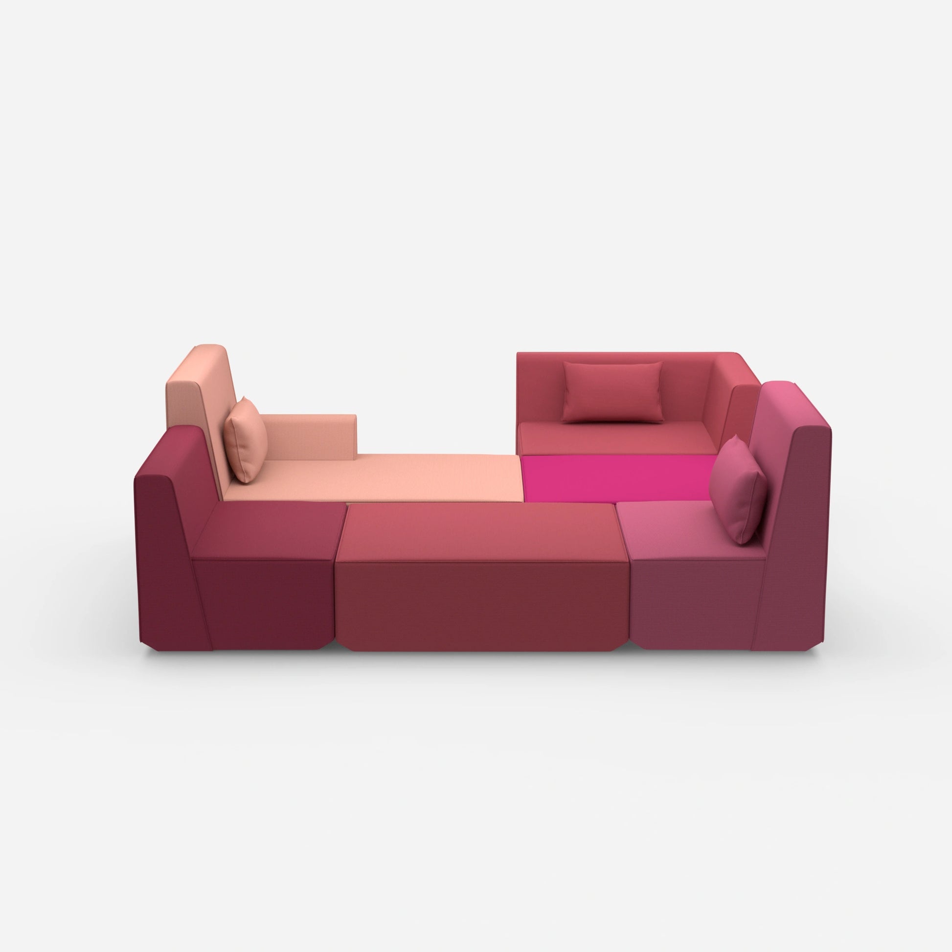 Individual, spacious sofa landscape from the front
