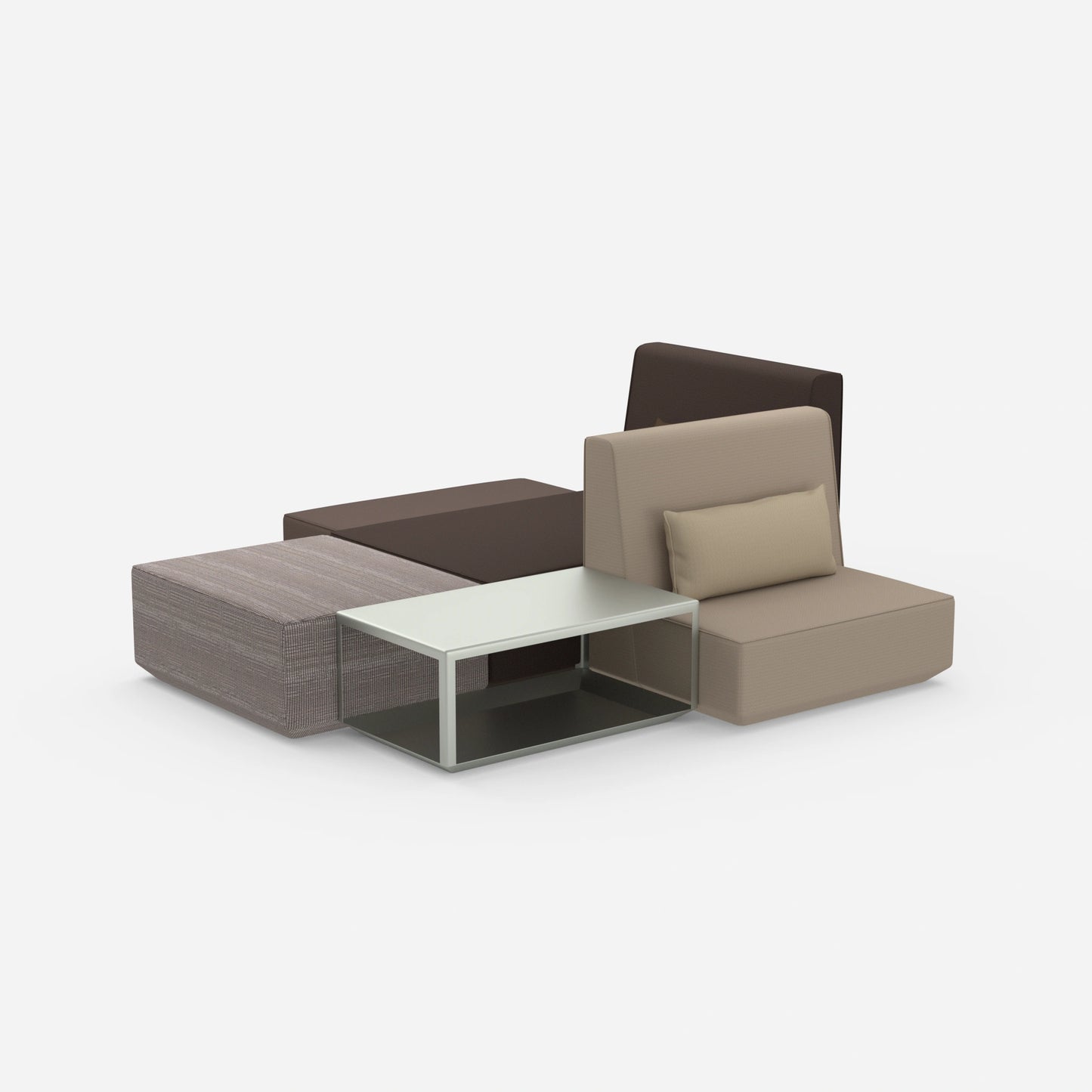 Individual, spacious sofa area from behind