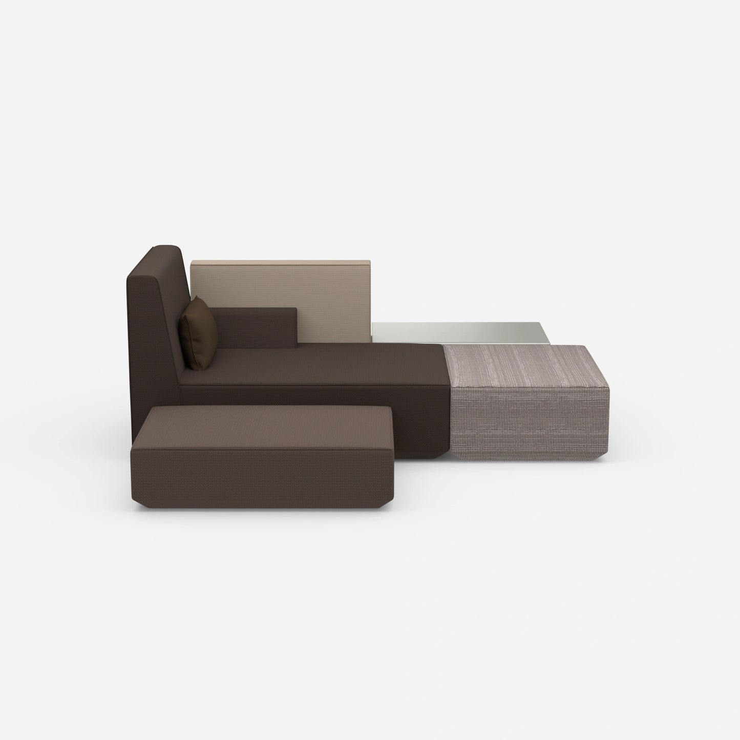 Individual, spacious sofa landscape from the front