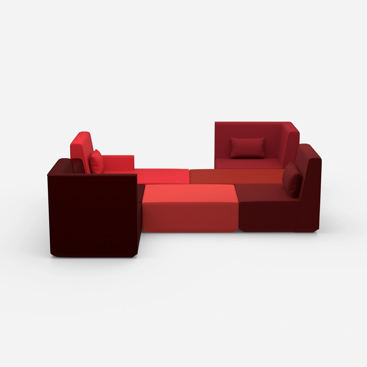 Individual, spacious sofa landscape from the front