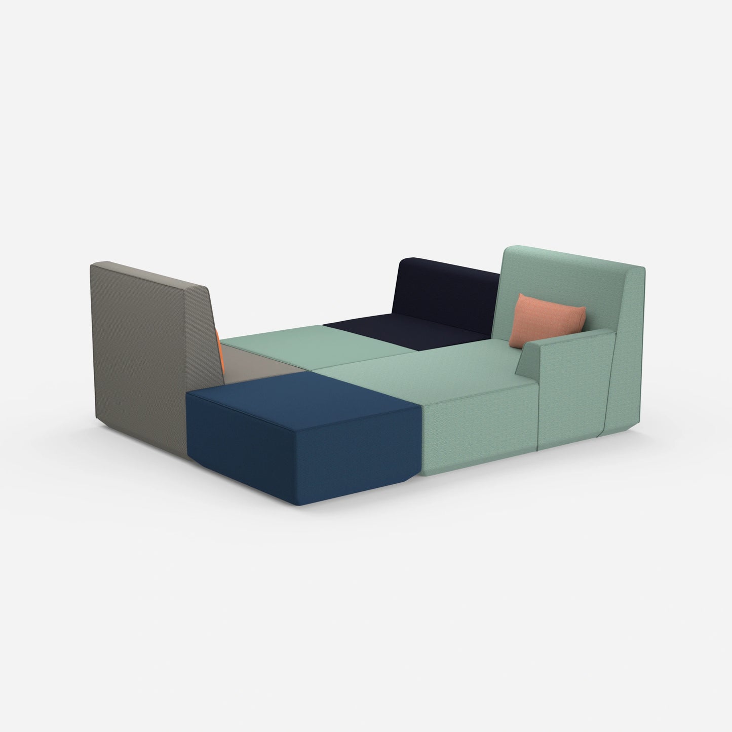 Individual, spacious sofa area from behind