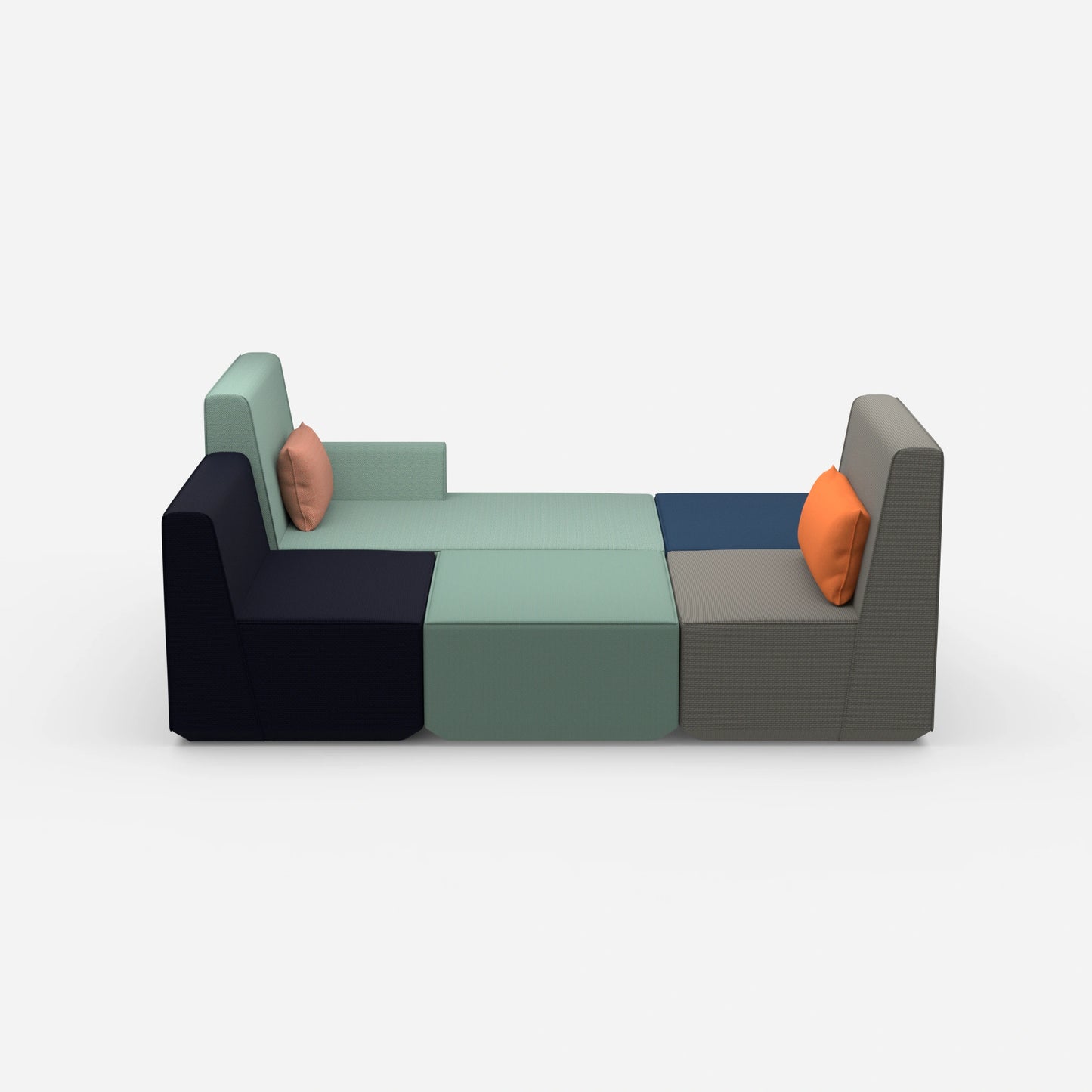 Individual, spacious sofa landscape from the front