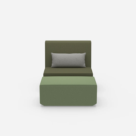 Reading chair with high backrest 100 cm wide from the front