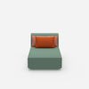 Modern chaise longue from the front