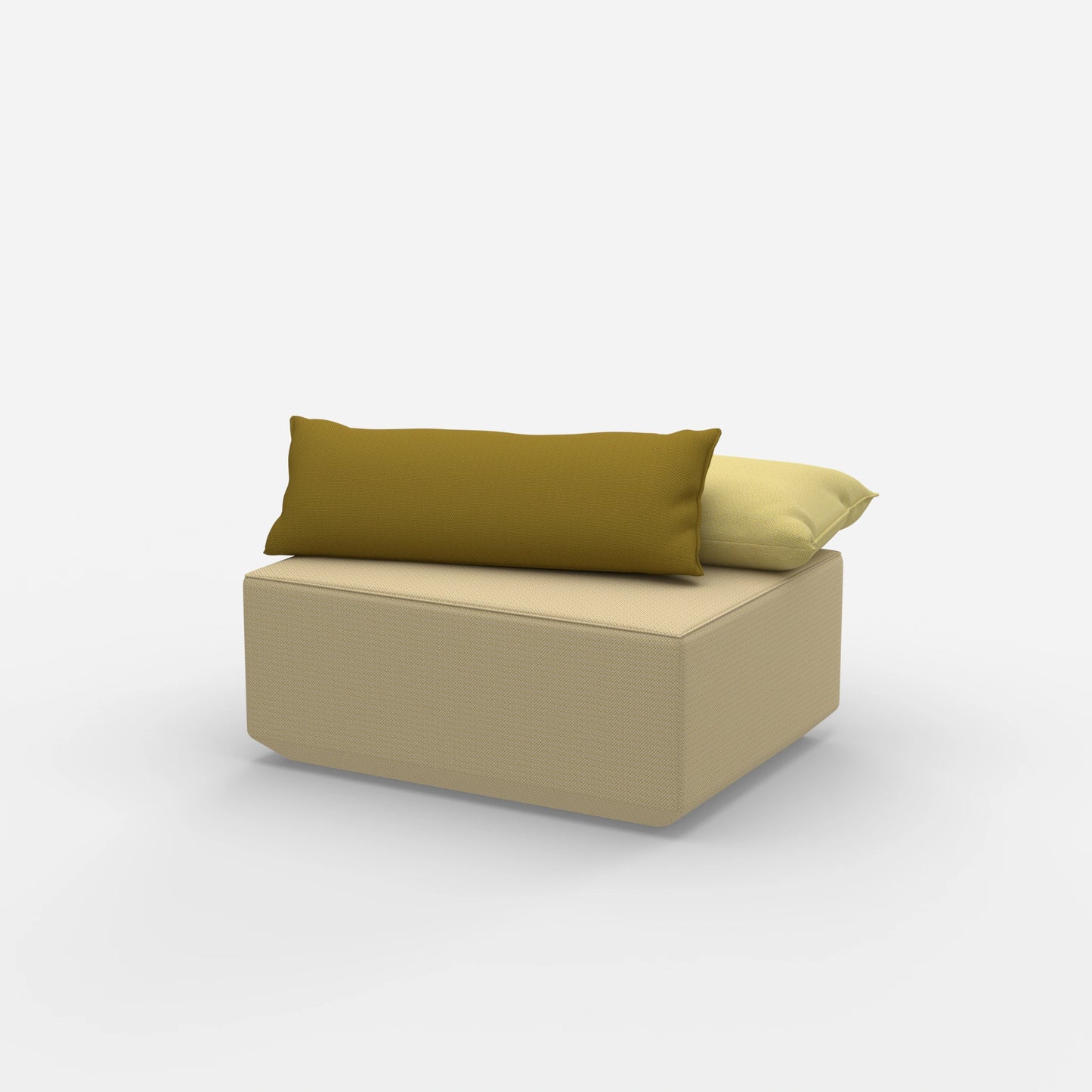 Modern yellow pouf from the side