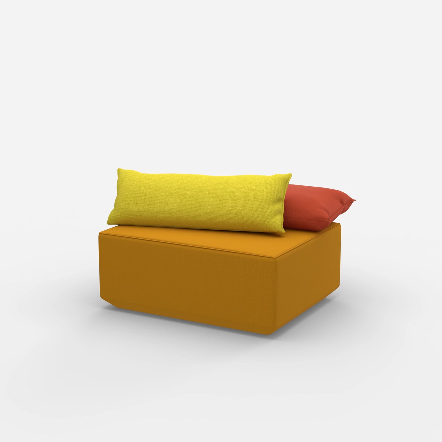 Modern yellow pouf from the side