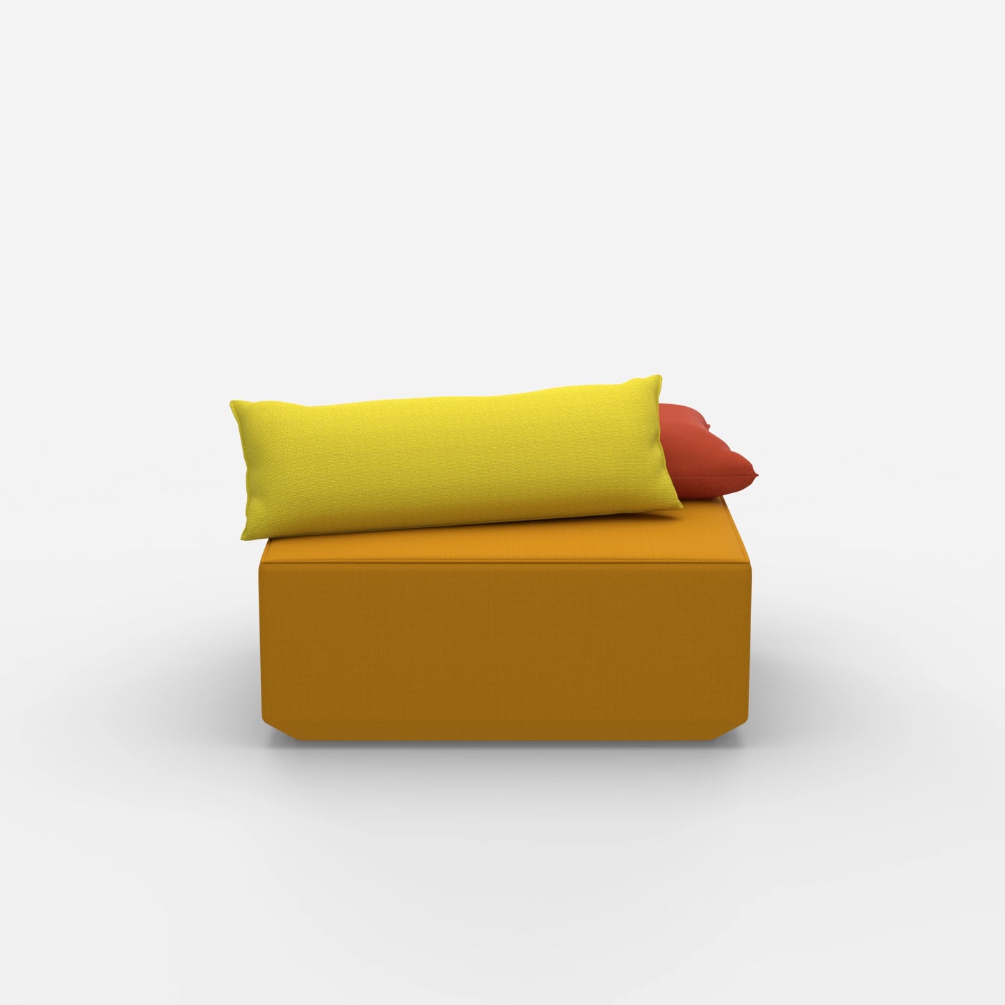 Modern yellow pouf from the front