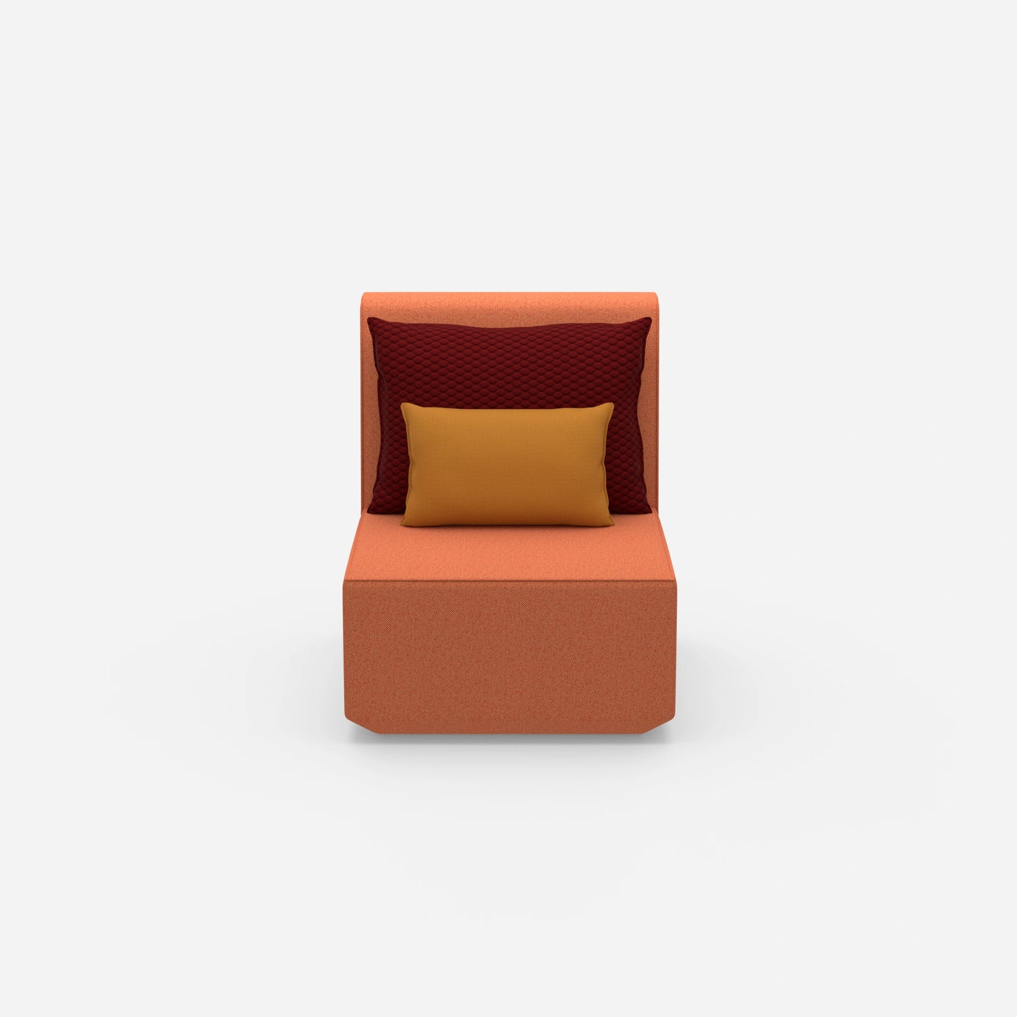 Modern armchair with high backrest from the front
