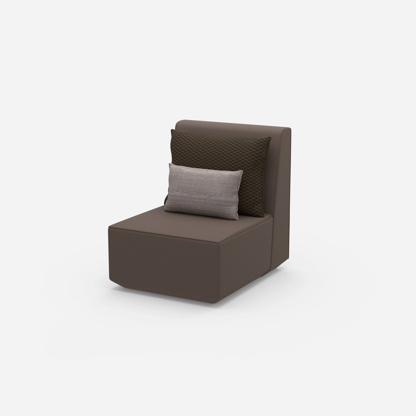 Modern armchair with high backrest from the side