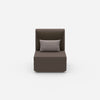 Modern armchair with high backrest from the front
