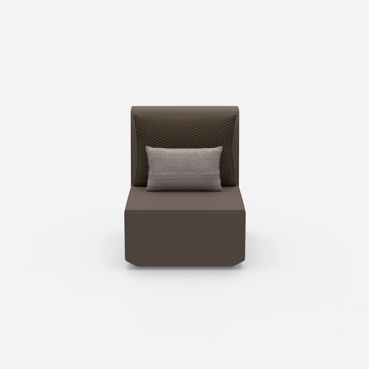 Modern armchair with high backrest from the front