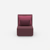 Modern armchair with high backrest from the front