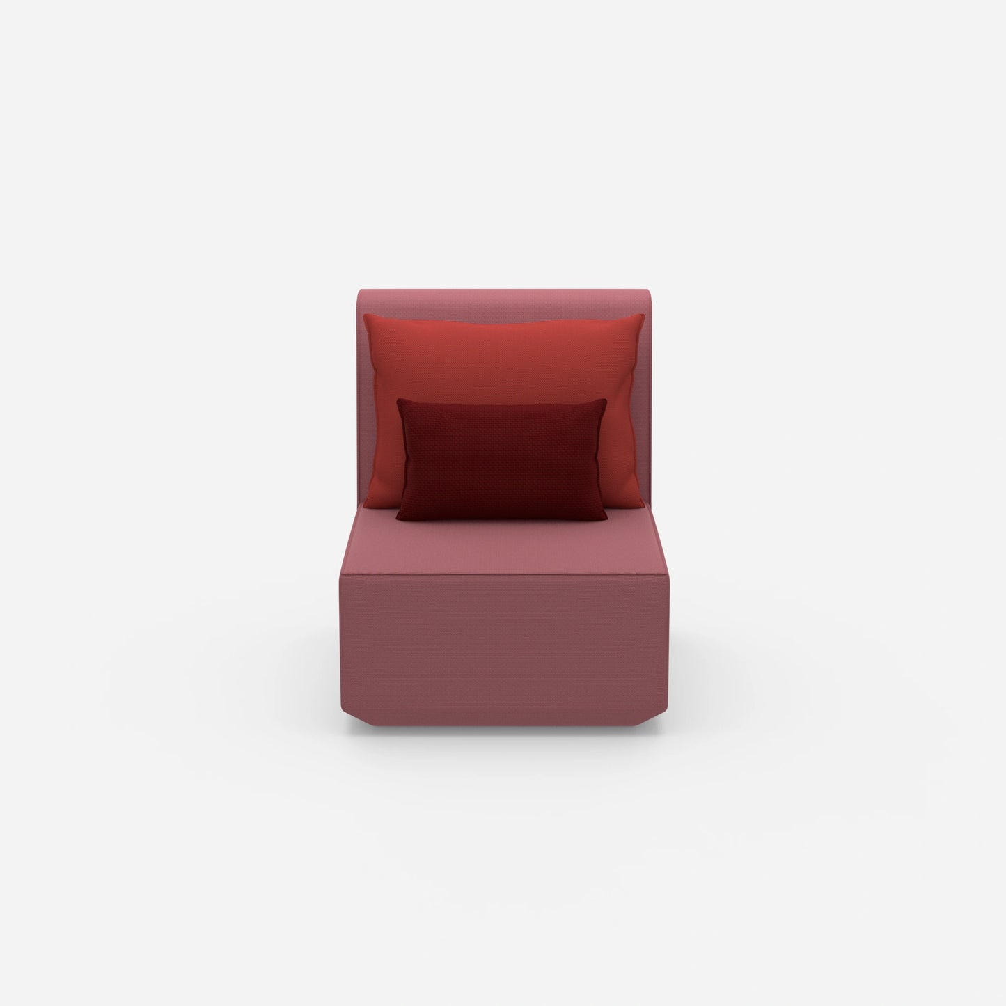 Modern armchair with high backrest from the front