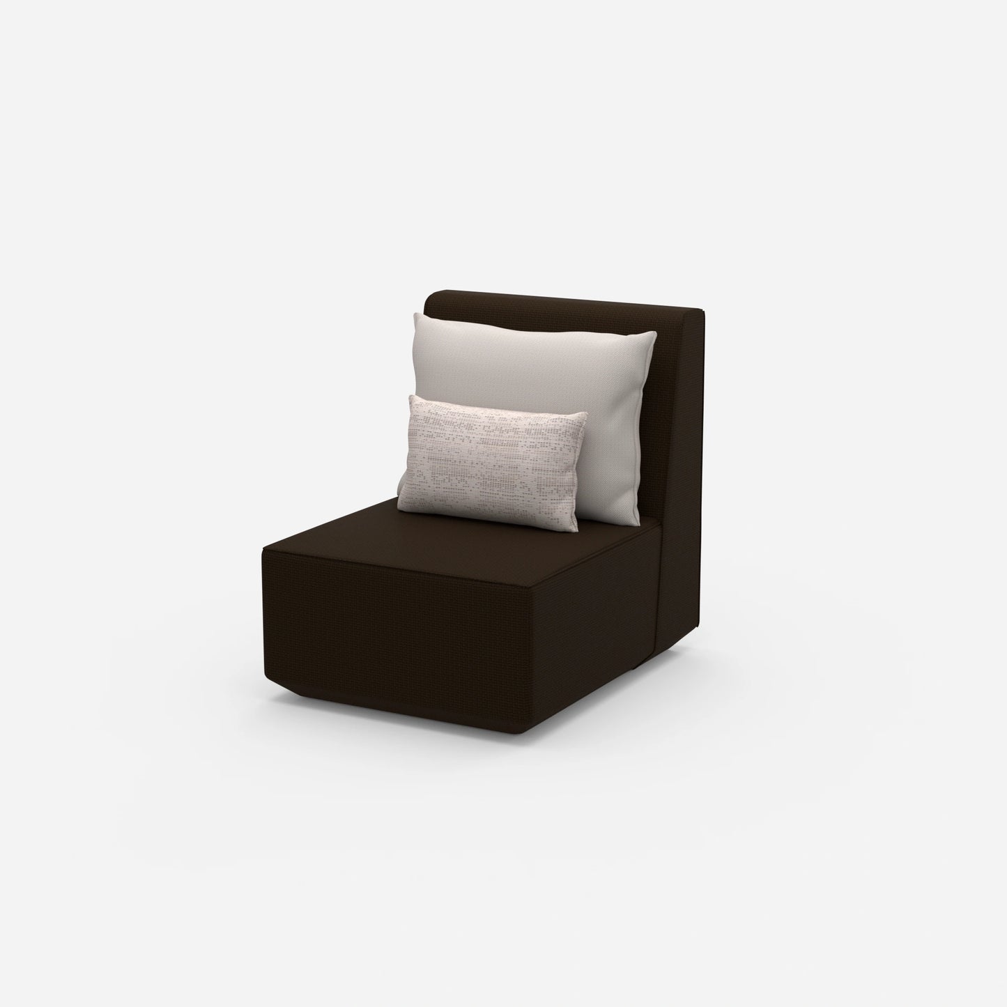 Modern armchair with high backrest from the side