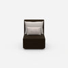 Modern armchair with high backrest from the front