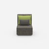 Modern armchair with high backrest from the front