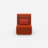 Modern armchair with high backrest from the front