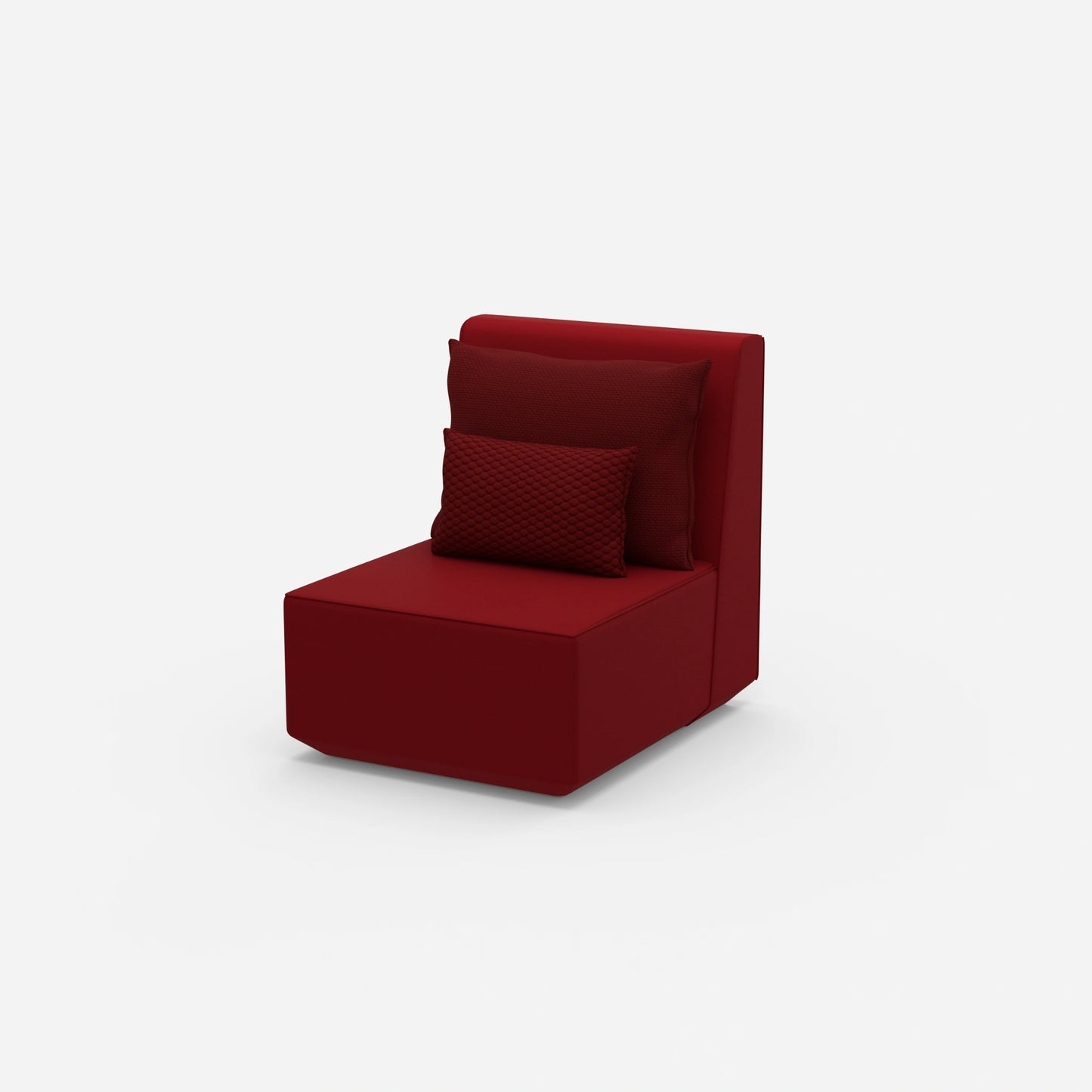 Modern armchair with high backrest from the side