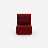 Modern armchair with high backrest from the front