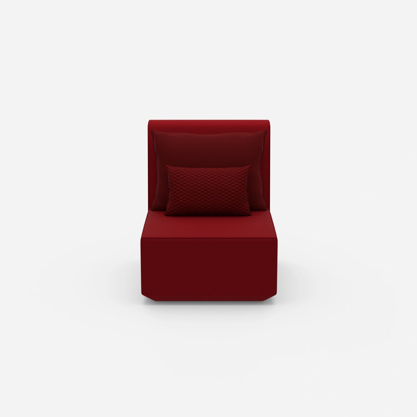 Modern armchair with high backrest from the front