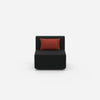 Modern armchair without backrest from the front