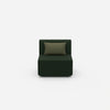 Modern armchair without backrest from the front