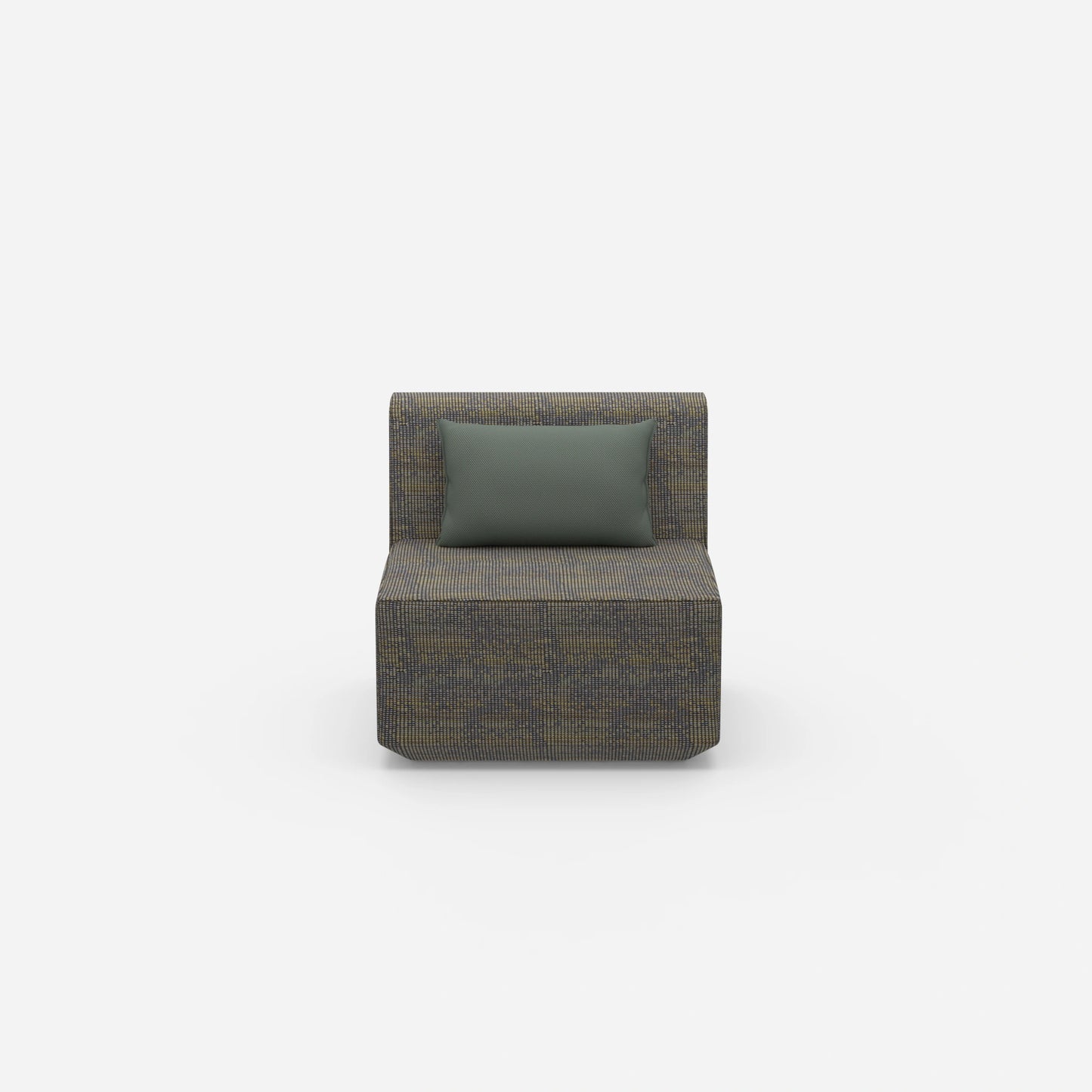 Modern armchair without backrest from the front