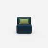 Modern armchair without backrest from the front